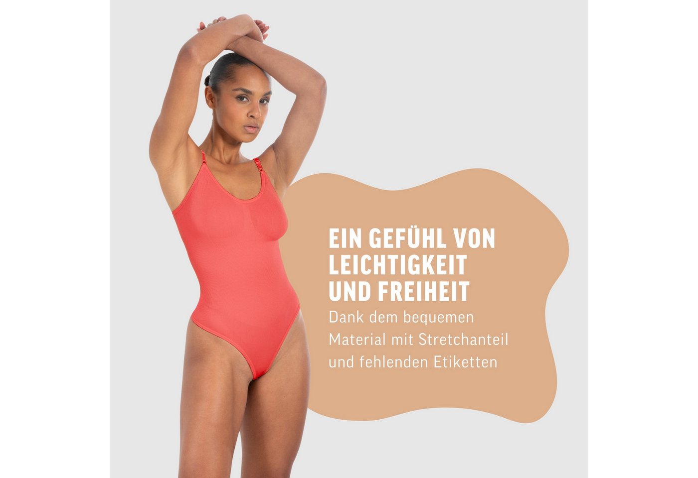 Smilodox Body Nysa, Bauchweg Stringbody, Formender Formbody, Verstellbare Träger atmungsaktives Material, Rückenausschnitt, Eleganter V-Ausschnitt – Bild 3 von 5