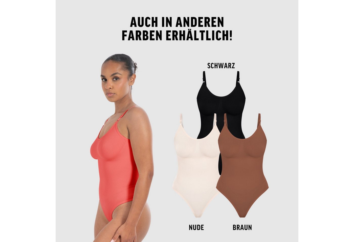 Smilodox Body Nysa, Bauchweg Stringbody, Formender Formbody, Verstellbare Träger atmungsaktives Material, Rückenausschnitt, Eleganter V-Ausschnitt – Bild 4 von 5