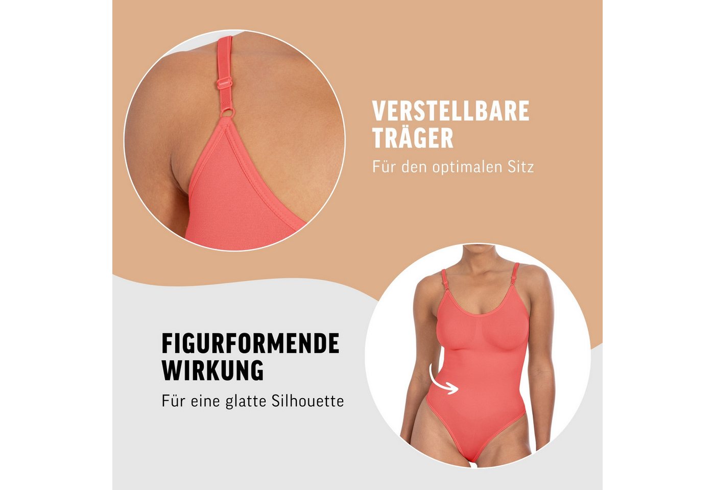 Smilodox Body Nysa, Bauchweg Stringbody, Formender Formbody, Verstellbare Träger atmungsaktives Material, Rückenausschnitt, Eleganter V-Ausschnitt – Bild 5 von 5