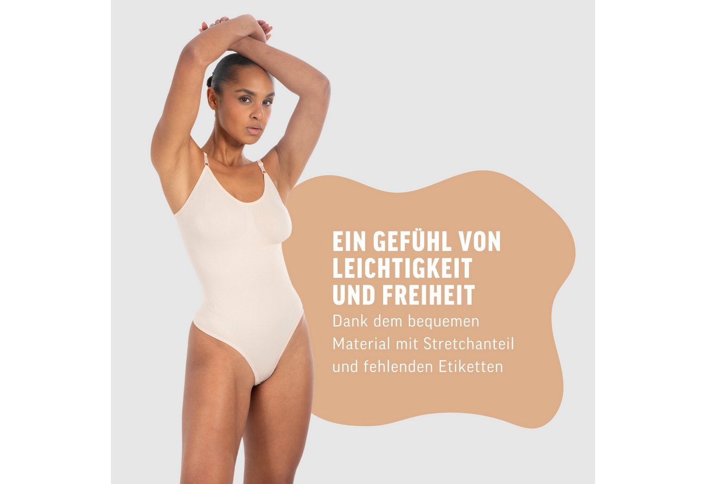 Smilodox Body Nysa, Bauchweg Stringbody, Formender Formbody, Verstellbare Träger atmungsaktives Material, Rückenausschnitt, Eleganter V-Ausschnitt – Bild 3 von 5
