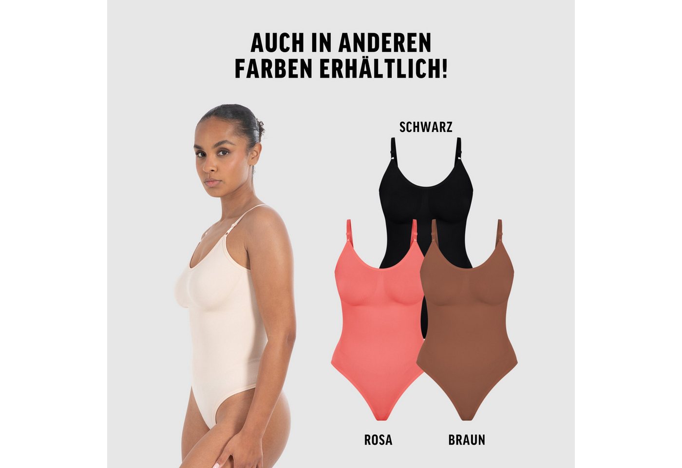 Smilodox Body Nysa, Bauchweg Stringbody, Formender Formbody, Verstellbare Träger atmungsaktives Material, Rückenausschnitt, Eleganter V-Ausschnitt – Bild 4 von 5