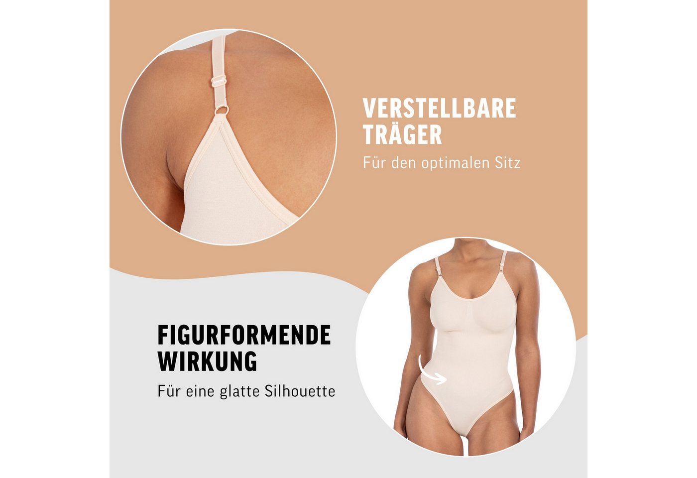 Smilodox Body Nysa, Bauchweg Stringbody, Formender Formbody, Verstellbare Träger atmungsaktives Material, Rückenausschnitt, Eleganter V-Ausschnitt – Bild 5 von 5