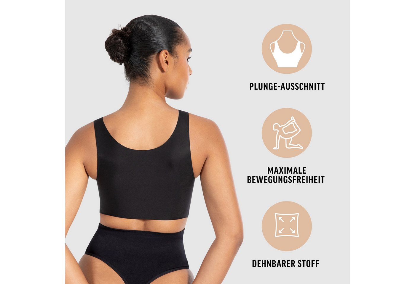 Smilodox Bralette Nysa, Plunge Bralette, leicht bügellos Komfort BH, anpassbare Träger Hochwertige Unterwäsche, dehnbarer Stoff, Plunge Ausschnitt – Bild 2 von 5