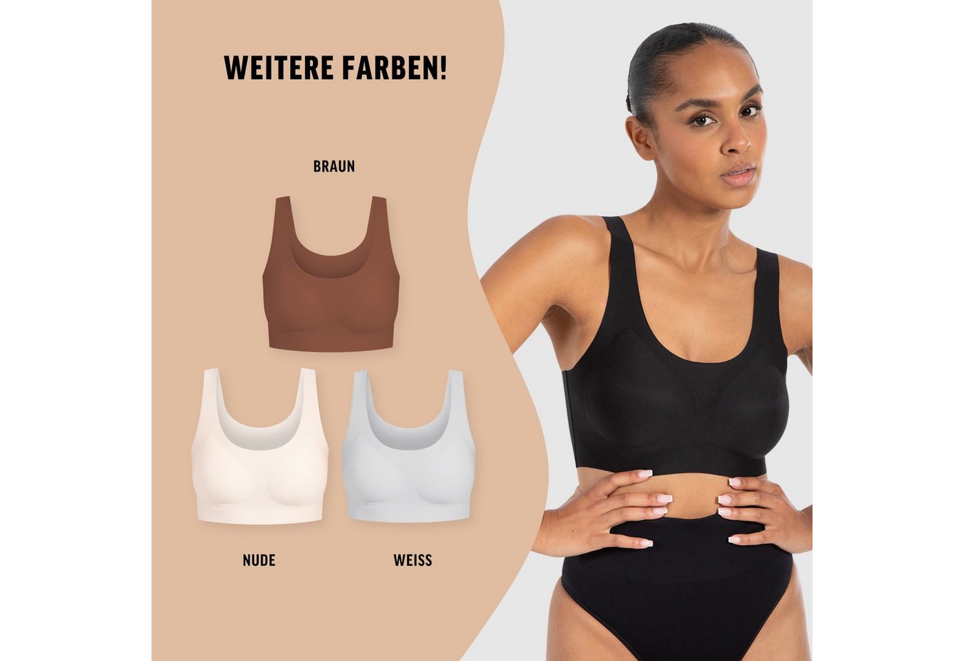 Smilodox Bralette Nysa, Plunge Bralette, leicht bügellos Komfort BH, anpassbare Träger Hochwertige Unterwäsche, dehnbarer Stoff, Plunge Ausschnitt – Bild 4 von 5