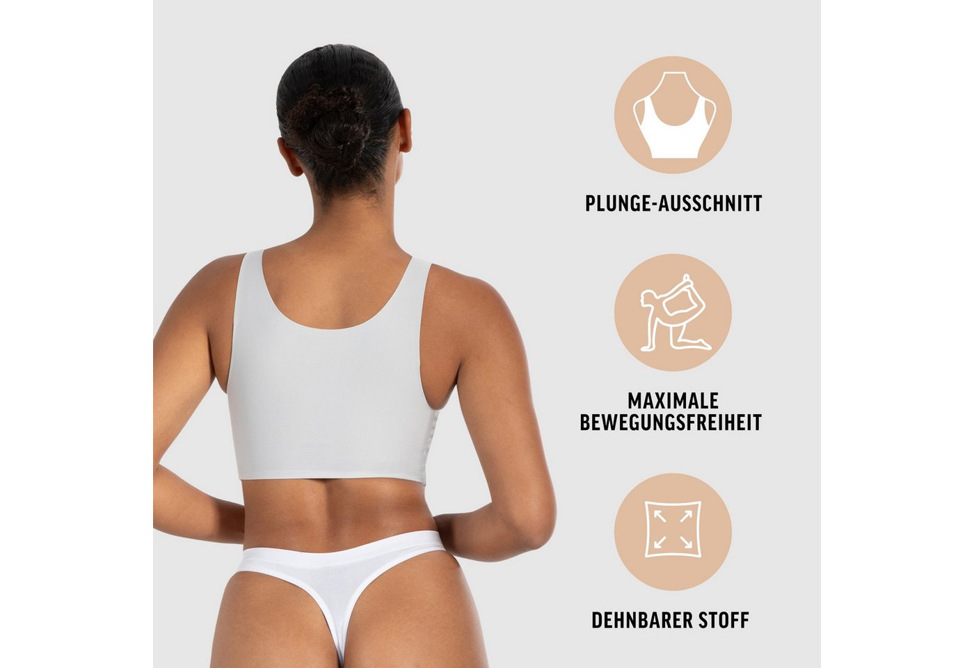 Smilodox Bralette Nysa, Plunge Bralette, leicht bügellos Komfort BH, anpassbare Träger Hochwertige Unterwäsche, dehnbarer Stoff, Plunge Ausschnitt – Bild 2 von 5