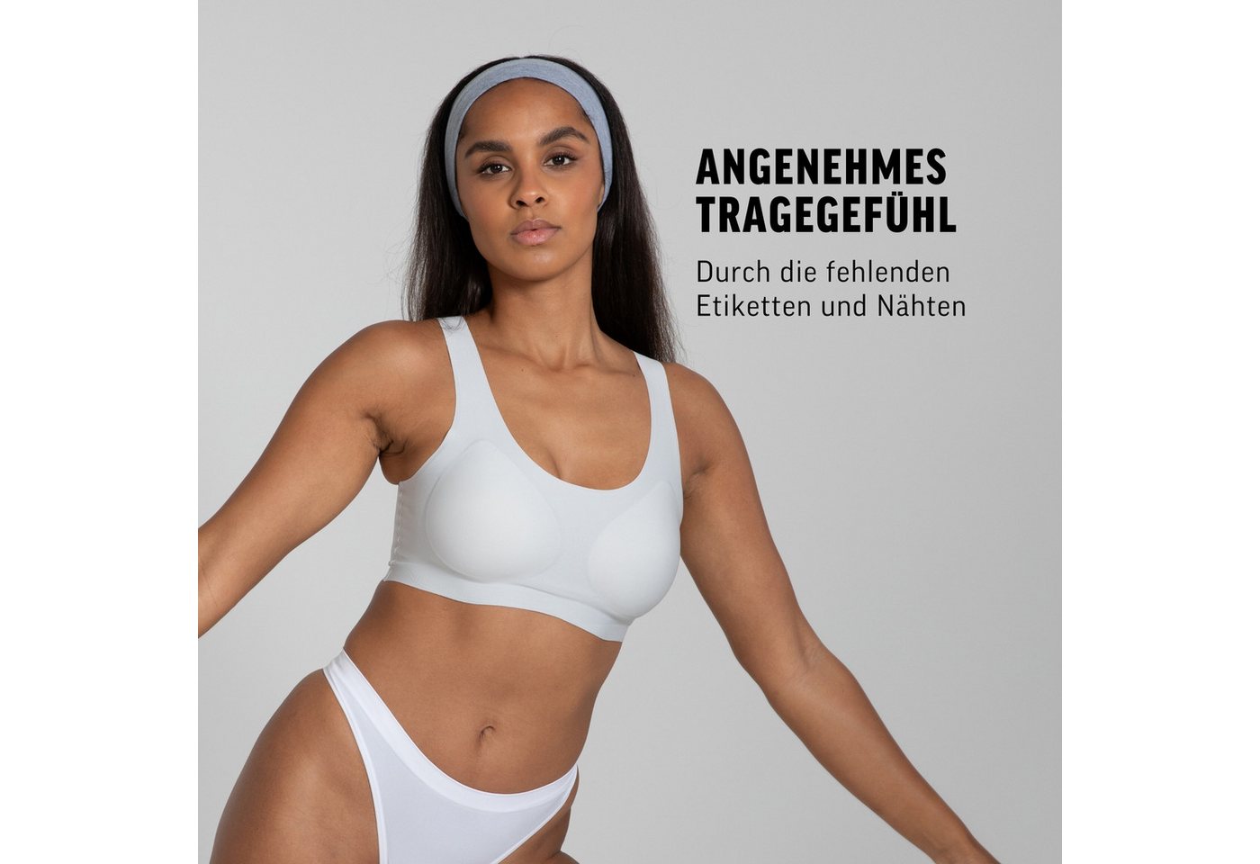 Smilodox Bralette Nysa, Plunge Bralette, leicht bügellos Komfort BH, anpassbare Träger Hochwertige Unterwäsche, dehnbarer Stoff, Plunge Ausschnitt – Bild 3 von 5