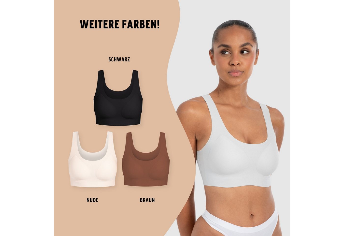 Smilodox Bralette Nysa, Plunge Bralette, leicht bügellos Komfort BH, anpassbare Träger Hochwertige Unterwäsche, dehnbarer Stoff, Plunge Ausschnitt – Bild 4 von 5