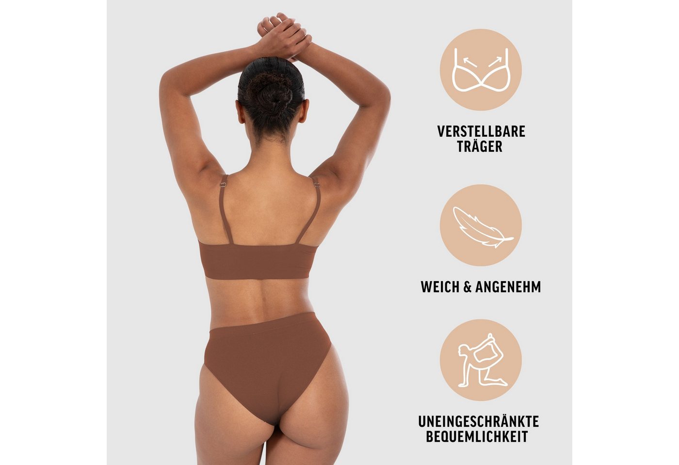 Smilodox Bralette Nysa mit Cups, leicht bügellos Komfort BH, anpassbare Träger Hochwertige Underwear, vielseitig einsetzbar, leichte Shapewear – Bild 2 von 5