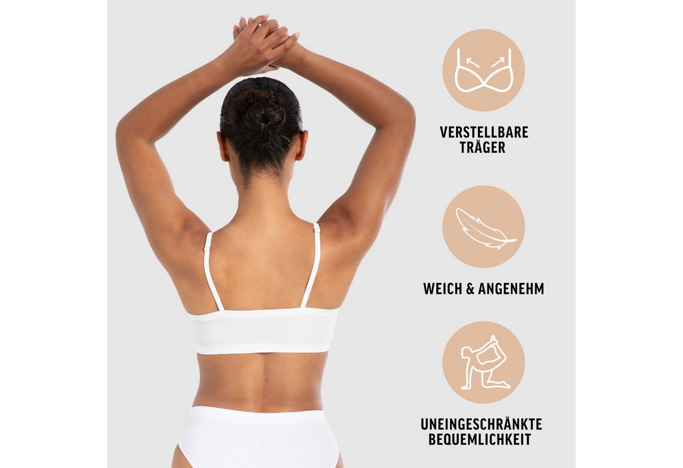 Smilodox Bralette Nysa mit Cups, leicht bügellos Komfort BH, anpassbare Träger Hochwertige Underwear, vielseitig einsetzbar, leichte Shapewear – Bild 2 von 5