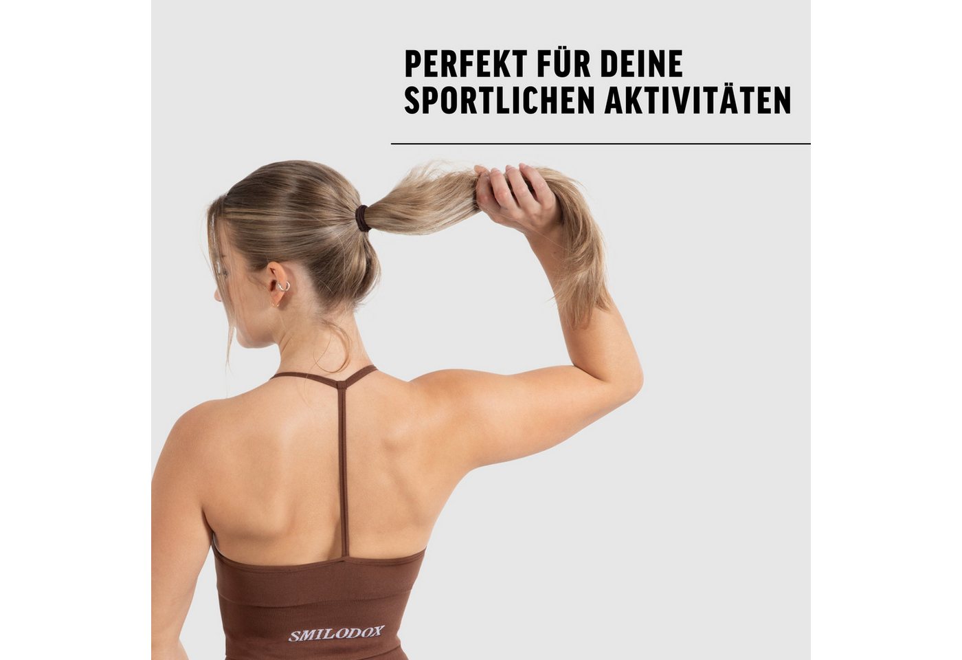 Smilodox Crop-Top Maria Solid, Neckholder Crop Top mit elegantem Rückenausschnitt Slim Fit Länger Geschnitten Bra Herausnehmbare Cups Fitness Gym Yoga – Bild 3 von 5