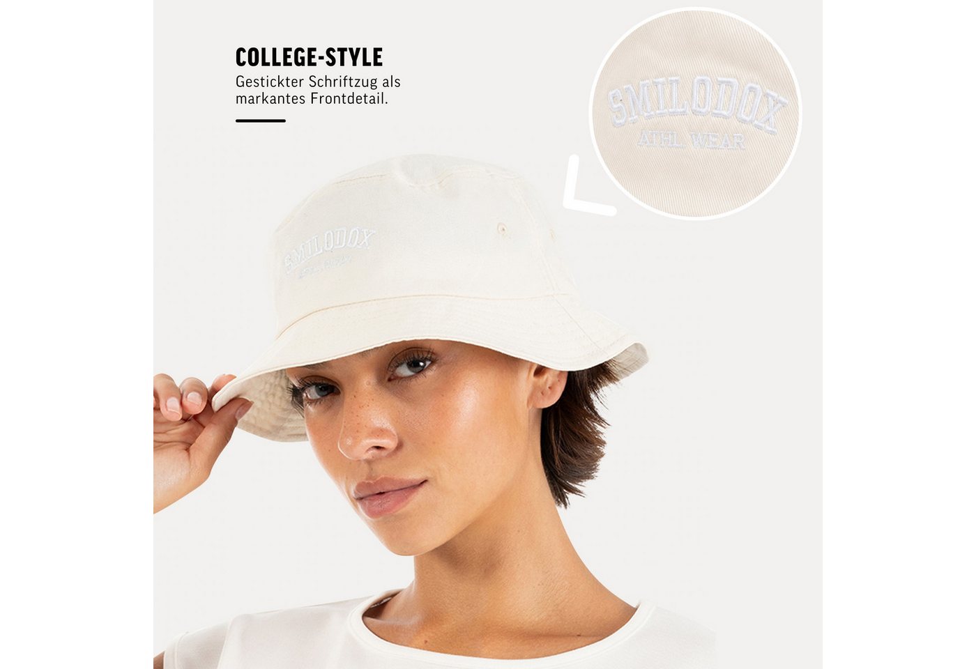 Smilodox Flex Cap Blysera Bucket Hat, College Style für Sommer & Streetwear Front-Stickerei, umlaufende Krempe, Luftösen, formstabil – Bild 2 von 5