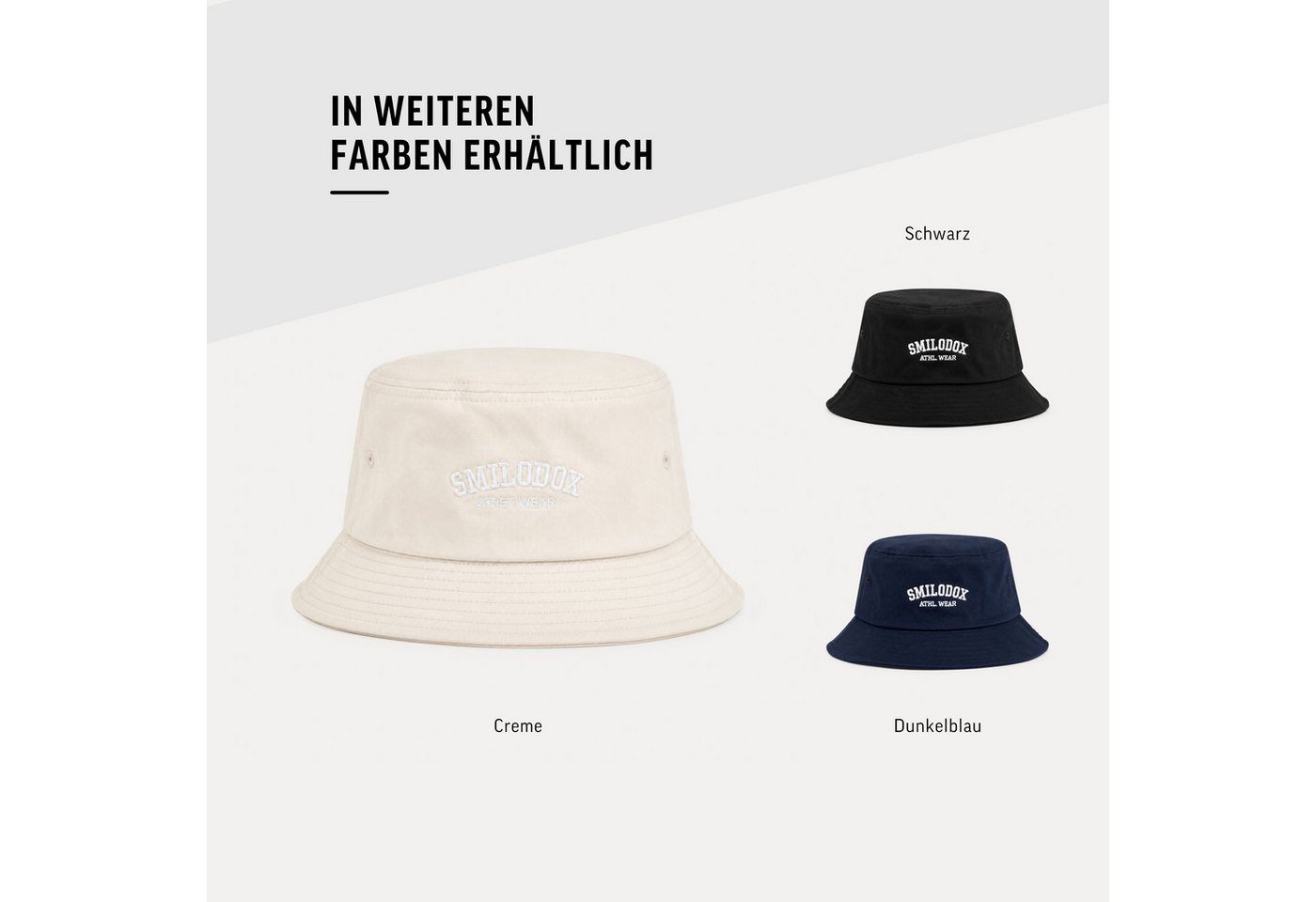 Smilodox Flex Cap Blysera Bucket Hat, College Style für Sommer & Streetwear Front-Stickerei, umlaufende Krempe, Luftösen, formstabil – Bild 3 von 5