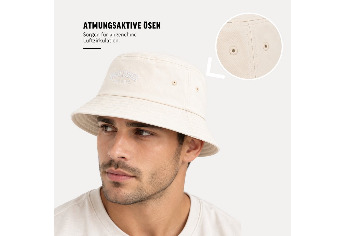 Smilodox Flex Cap Blysera Bucket Hat, College Style für Sommer & Streetwear Front-Stickerei, umlaufende Krempe, Luftösen, formstabil – Bild 5 von 5