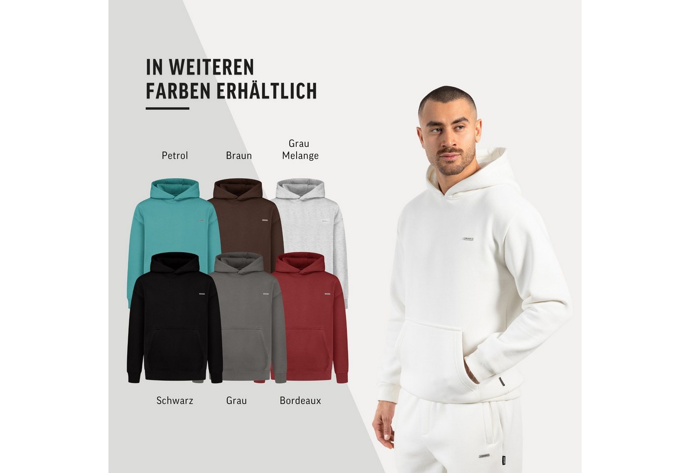 Smilodox Hoodie Ilyas, Regular Fit Kapuzen Pullover, weicher Stoff, Metallabel hochwertig & komfortabel vielseitiges Sweatshirt Bündchen Sport Alltag – Bild 4 von 5