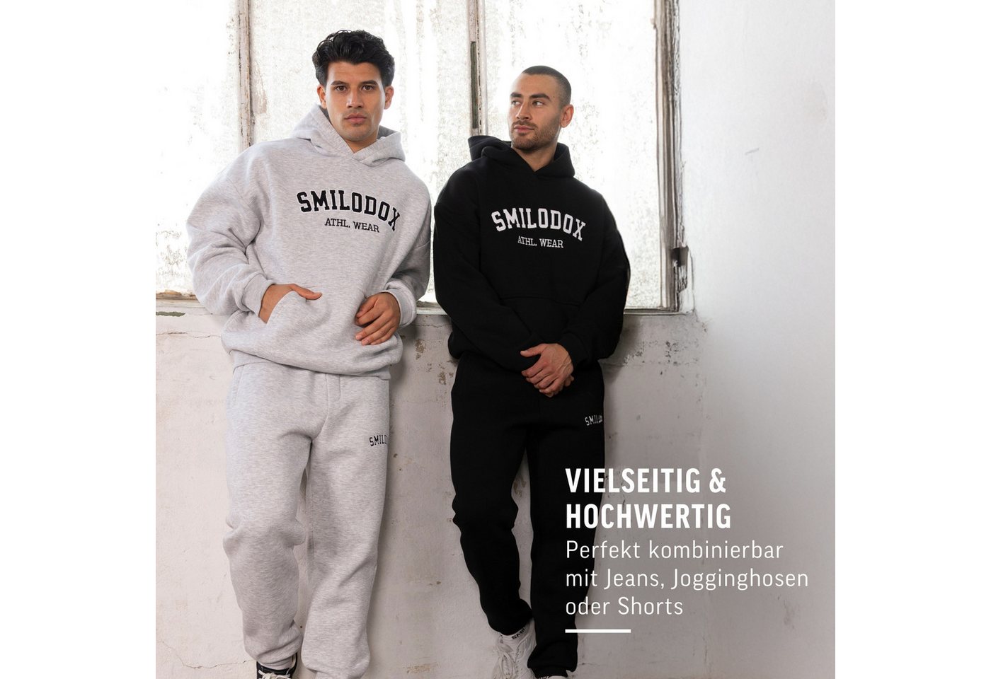 Smilodox Hoodie Kayson, Oversize Kapuzenpullover, Frontprint, große Kapuze Sweatshirt Kängurutasche weicher Stoff Warmer Pulli Streetstyle Alltag Freizeit – Bild 3 von 5