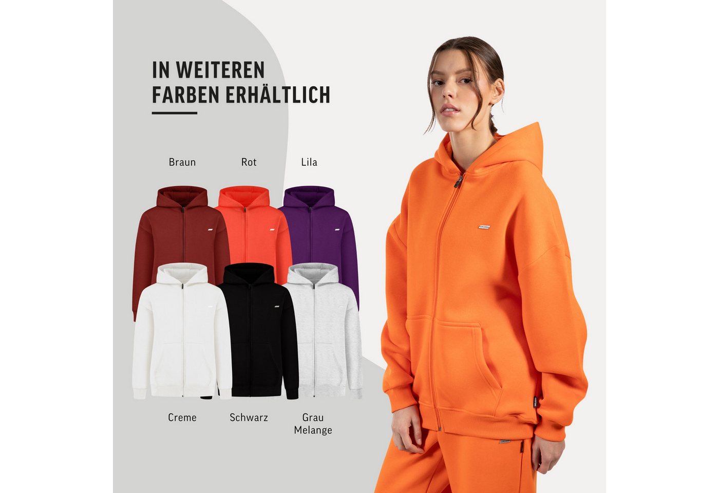 Smilodox Hoodie Lyanna, Oversize Zip Kapuzenpullover mit Reißverschluss, Flauschig Sweatshirt Kängurutasche Pulli Sweater warm bequem Streetstyle Alltag – Bild 4 von 5