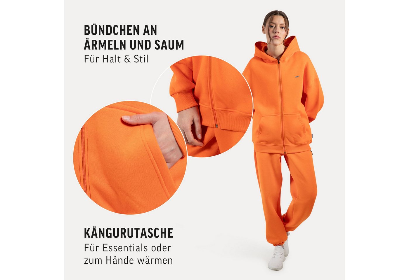 Smilodox Hoodie Lyanna, Oversize Zip Kapuzenpullover mit Reißverschluss, Flauschig Sweatshirt Kängurutasche Pulli Sweater warm bequem Streetstyle Alltag – Bild 5 von 5