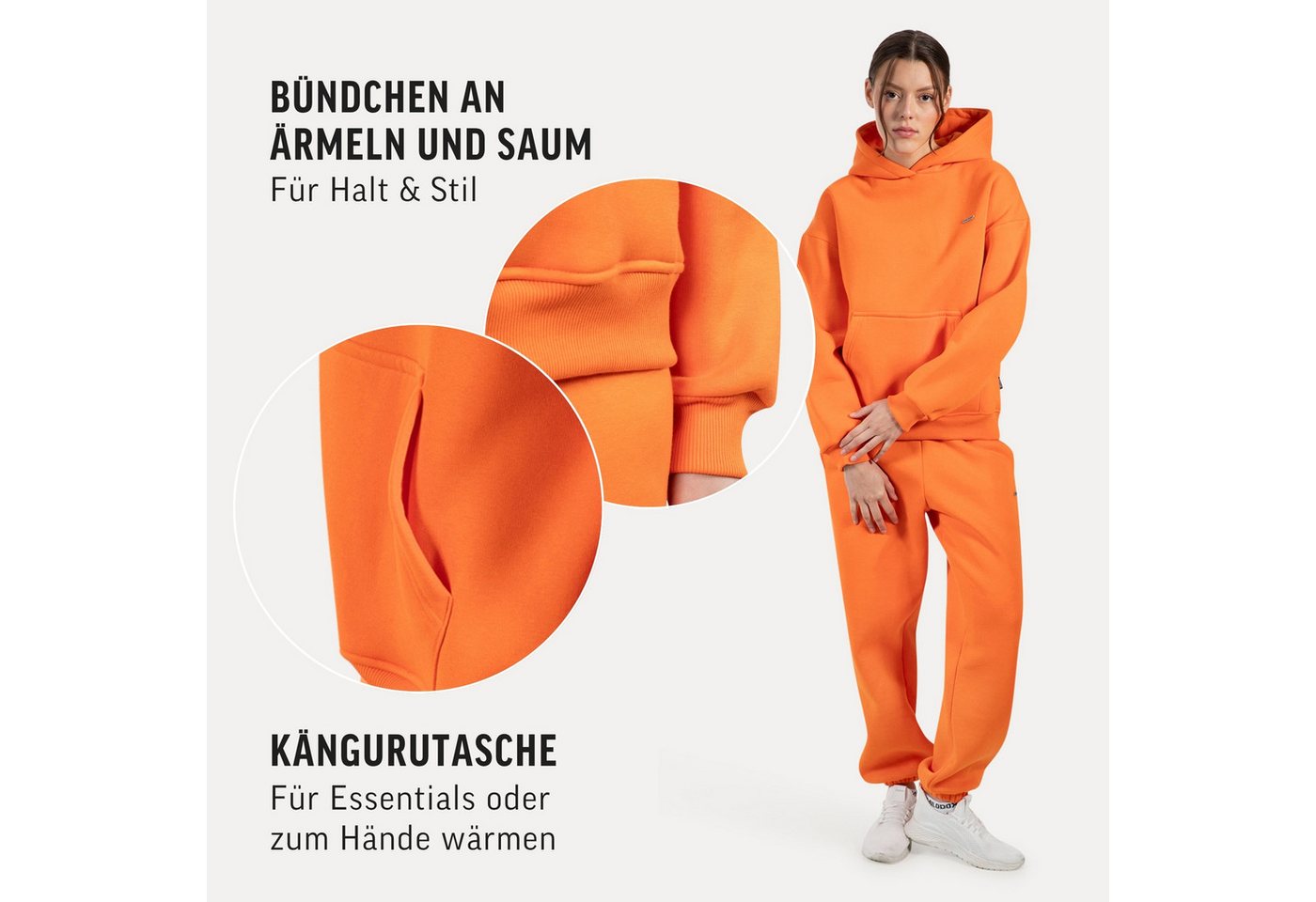 Smilodox Hoodie Lyanna, Oversize Kapuzenpullover Langarm Sweatshirt, weicher Stoff Kängurutasche Bündchen Pulli warm und bequem Streetstyle Alltag – Bild 5 von 5