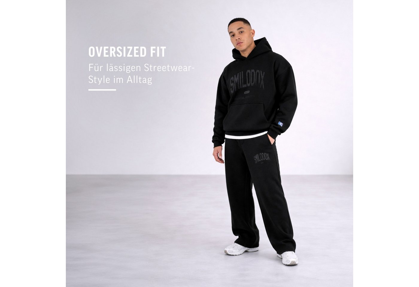 Smilodox Hoodie Oswin, Oversized Pullover Herren, Sweater mit Frontprint und Kapuze Baggy Fit, Weiches Sweatmaterial, ideal für Gym & Freizeit – Bild 3 von 5
