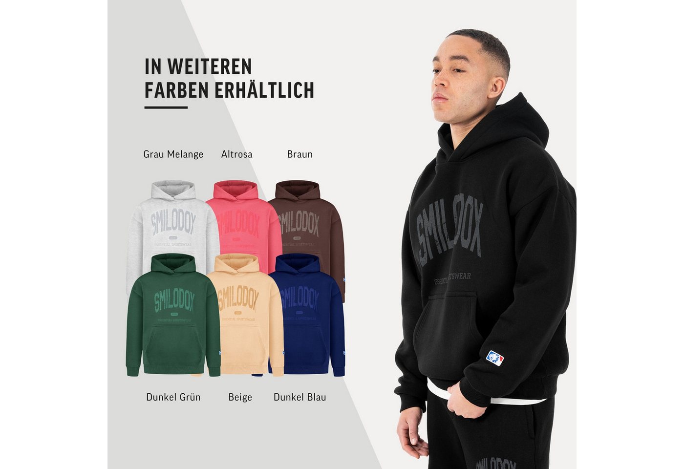 Smilodox Hoodie Oswin, Oversized Pullover Herren, Sweater mit Frontprint und Kapuze Baggy Fit, Weiches Sweatmaterial, ideal für Gym & Freizeit – Bild 4 von 5