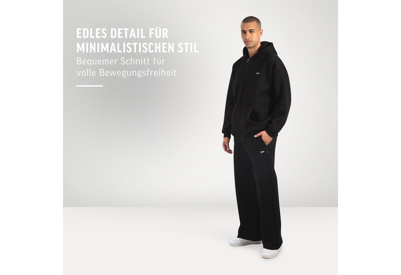 Smilodox Jogginghose Brayan Oversize, Bequeme Sweathose mit Kordelzug & Taschen, lässig lockere Passform Breites Bein Freizeithose Sport Streetstyle Alltag – Bild 3 von 5