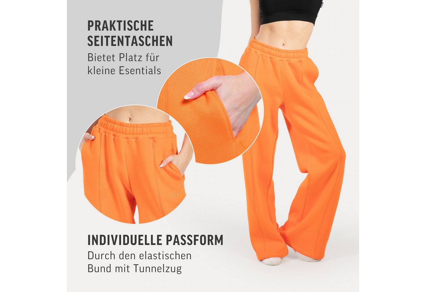 Smilodox Jogginghose Damen Siara, Bequeme Freizeithose mit Seitentaschen, Gym & Homewear Trainingshose mit verstellbarem Beinabschluss – Bild 5 von 5