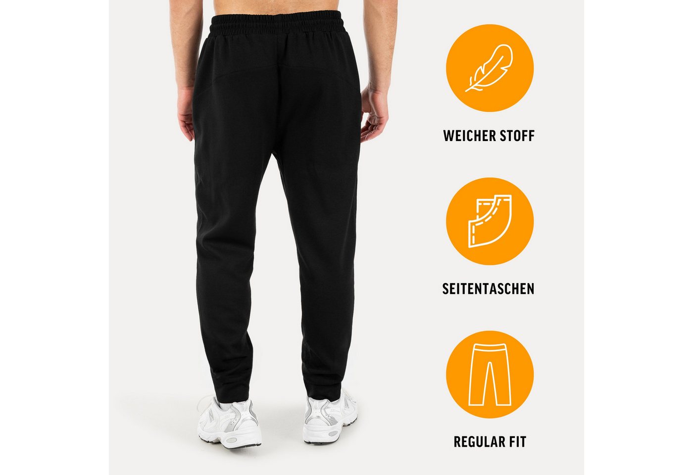 Smilodox Jogginghose Denzo Herren, Regular Fit Jogger, Trainingshose für Gym & Freizeit Rippbündchen, Taschen mit Reiverschluss, Kordelzug, Streetwear – Bild 2 von 5