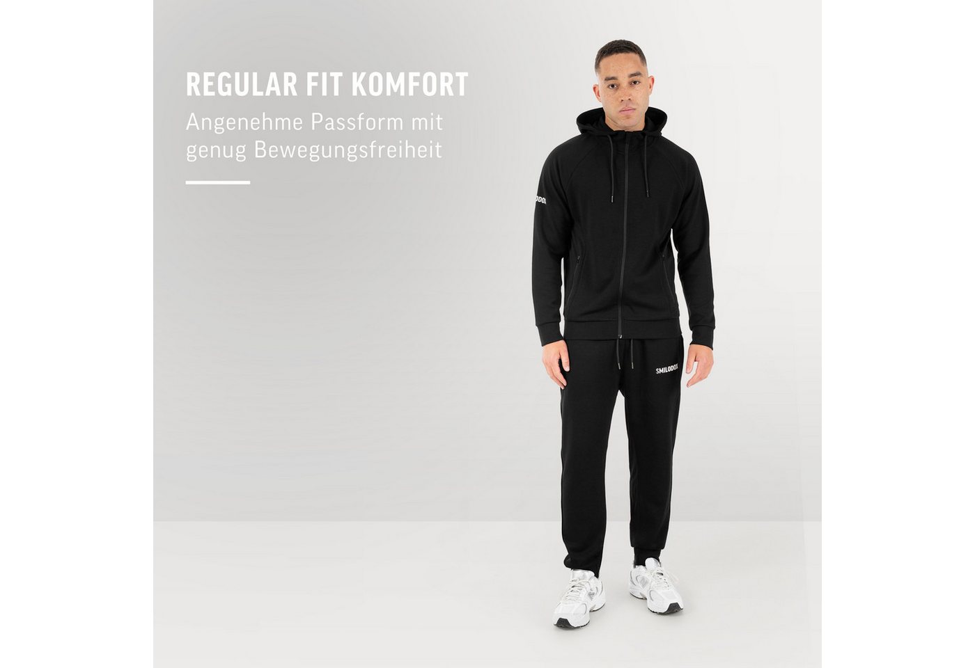 Smilodox Jogginghose Denzo Herren, Regular Fit Jogger, Trainingshose für Gym & Freizeit Rippbündchen, Taschen mit Reiverschluss, Kordelzug, Streetwear – Bild 3 von 5