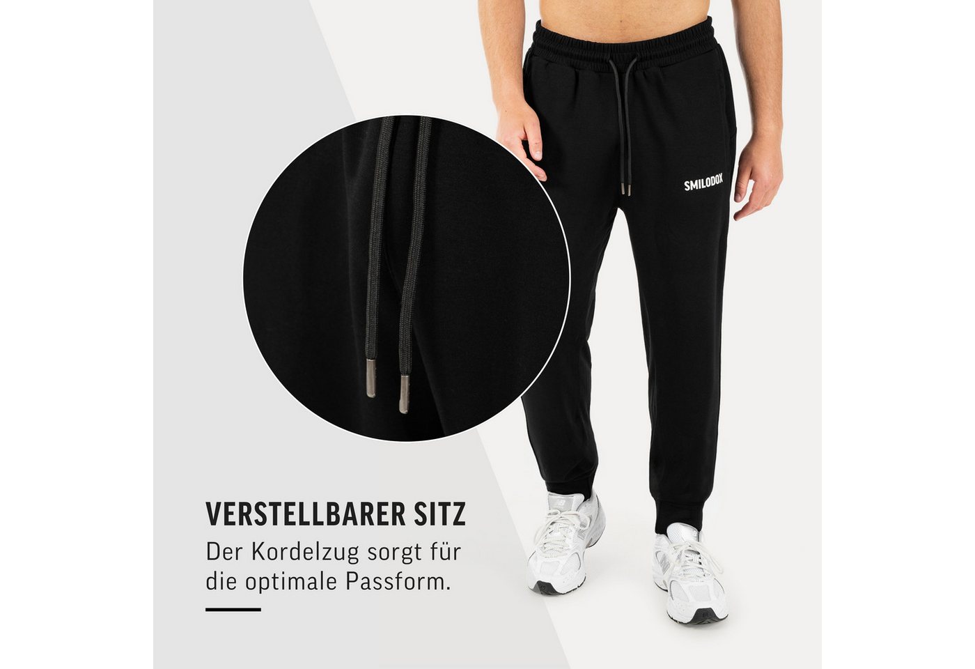 Smilodox Jogginghose Denzo Herren, Regular Fit Jogger, Trainingshose für Gym & Freizeit Rippbündchen, Taschen mit Reiverschluss, Kordelzug, Streetwear – Bild 5 von 5