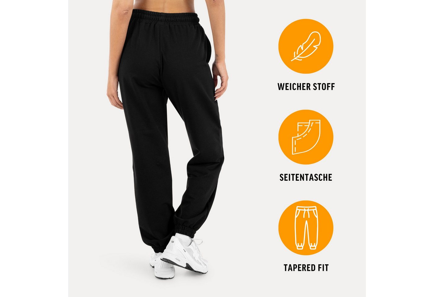 Smilodox Jogginghose Elura, Trainingshose Damen Tapered Fit, Sweatpants mit Tunnelzug Elastischer Bund, Kordelzug, Logo, Gym & Homewear – Bild 2 von 5