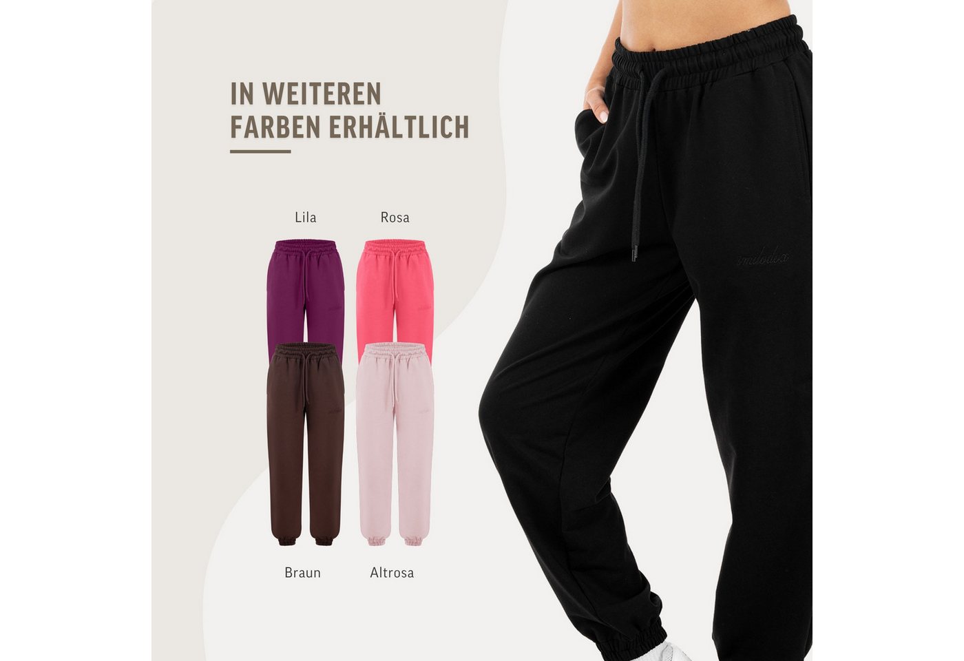 Smilodox Jogginghose Elura, Trainingshose Damen Tapered Fit, Sweatpants mit Tunnelzug Elastischer Bund, Kordelzug, Logo, Gym & Homewear – Bild 4 von 5
