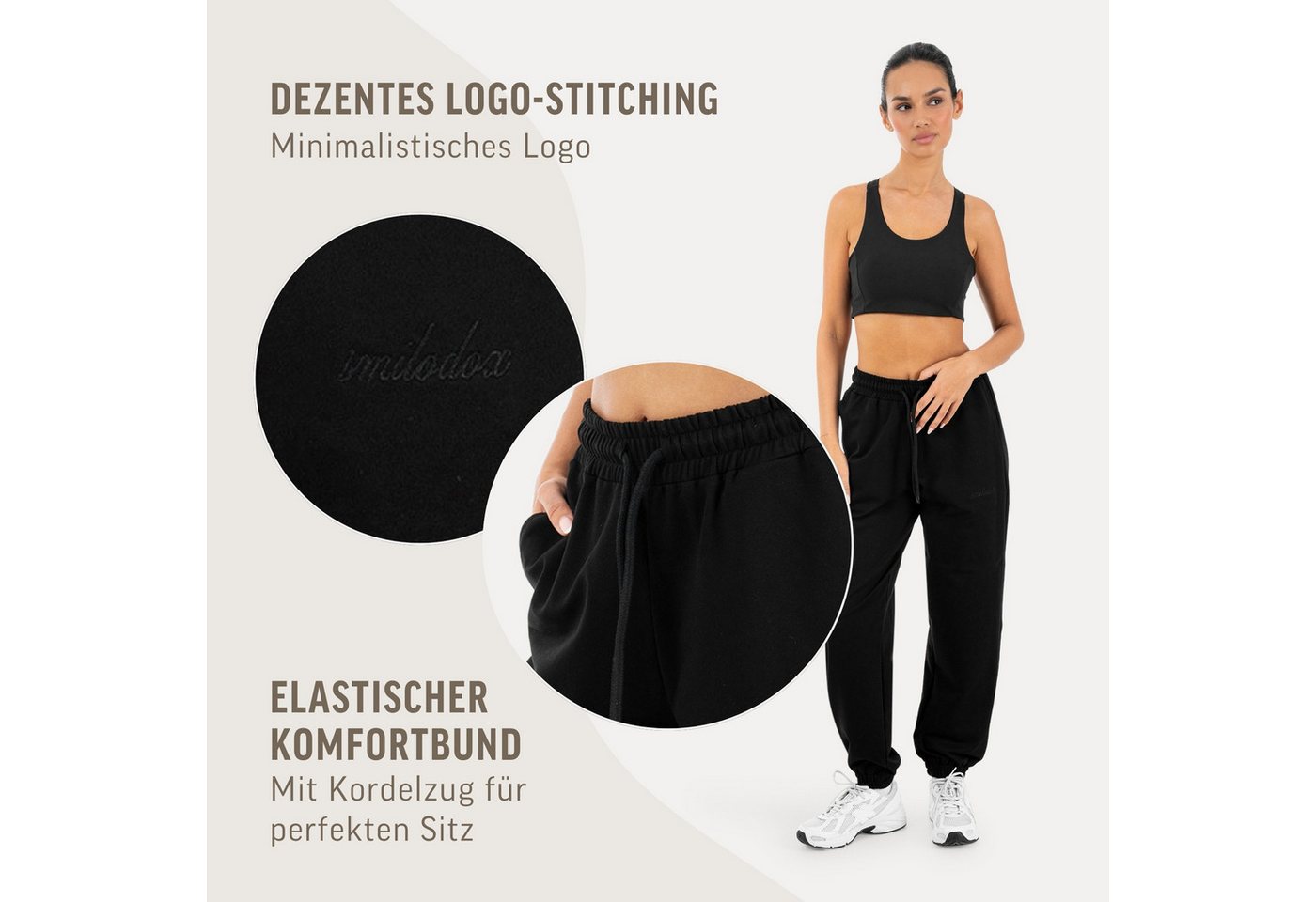 Smilodox Jogginghose Elura, Trainingshose Damen Tapered Fit, Sweatpants mit Tunnelzug Elastischer Bund, Kordelzug, Logo, Gym & Homewear – Bild 5 von 5