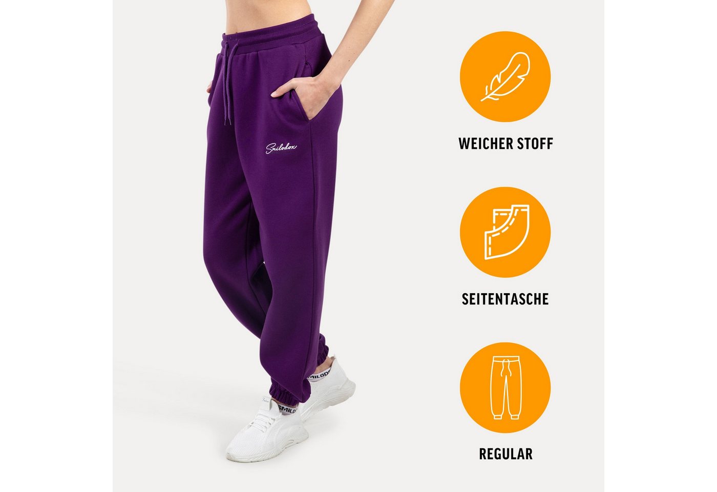 Smilodox Jogginghose Enara, Regular Fit Sweathose mit Seitentaschen, Elastischer Bund mit Tunnelzug Dezentes Stick-Logo Bequeme Freizeithose Sport Freizeit – Bild 2 von 5