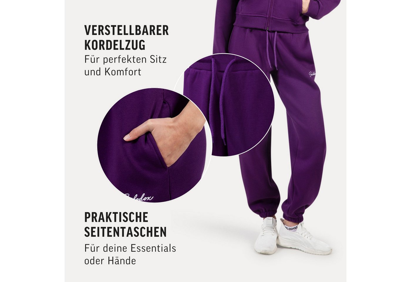 Smilodox Jogginghose Enara, Regular Fit Sweathose mit Seitentaschen, Elastischer Bund mit Tunnelzug Dezentes Stick-Logo Bequeme Freizeithose Sport Freizeit – Bild 5 von 5