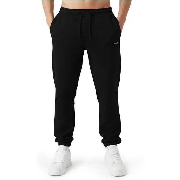 Smilodox Jogginghose Ilyas, Regular Fit Sweathose, Taschen, Metalllabel, weiches Material Jogger Kordelzug am Bund Bequeme Freizeithose Streetstyle Alltag