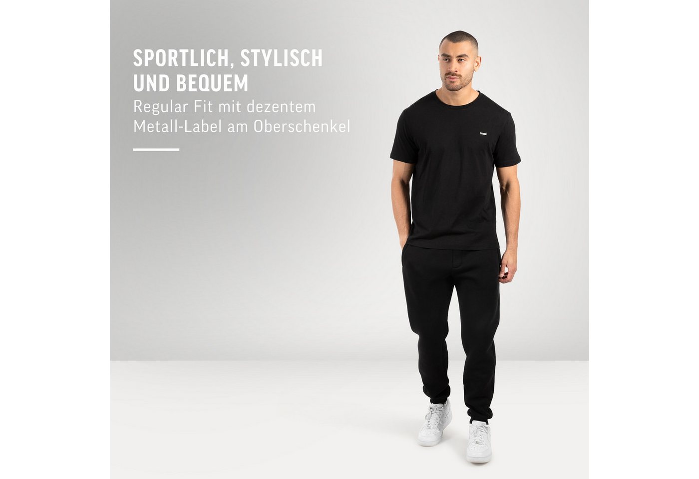 Smilodox Jogginghose Ilyas, Regular Fit Sweathose, Taschen, Metalllabel, weiches Material Jogger Kordelzug am Bund Bequeme Freizeithose Streetstyle Alltag – Bild 3 von 5