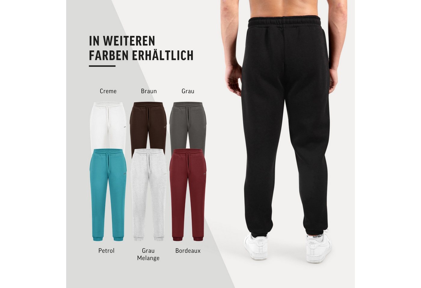 Smilodox Jogginghose Ilyas, Regular Fit Sweathose, Taschen, Metalllabel, weiches Material Jogger Kordelzug am Bund Bequeme Freizeithose Streetstyle Alltag – Bild 4 von 5