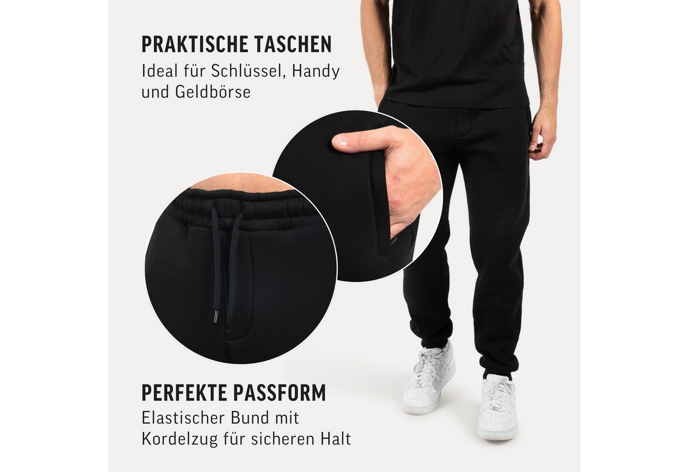 Smilodox Jogginghose Ilyas, Regular Fit Sweathose, Taschen, Metalllabel, weiches Material Jogger Kordelzug am Bund Bequeme Freizeithose Streetstyle Alltag – Bild 5 von 5