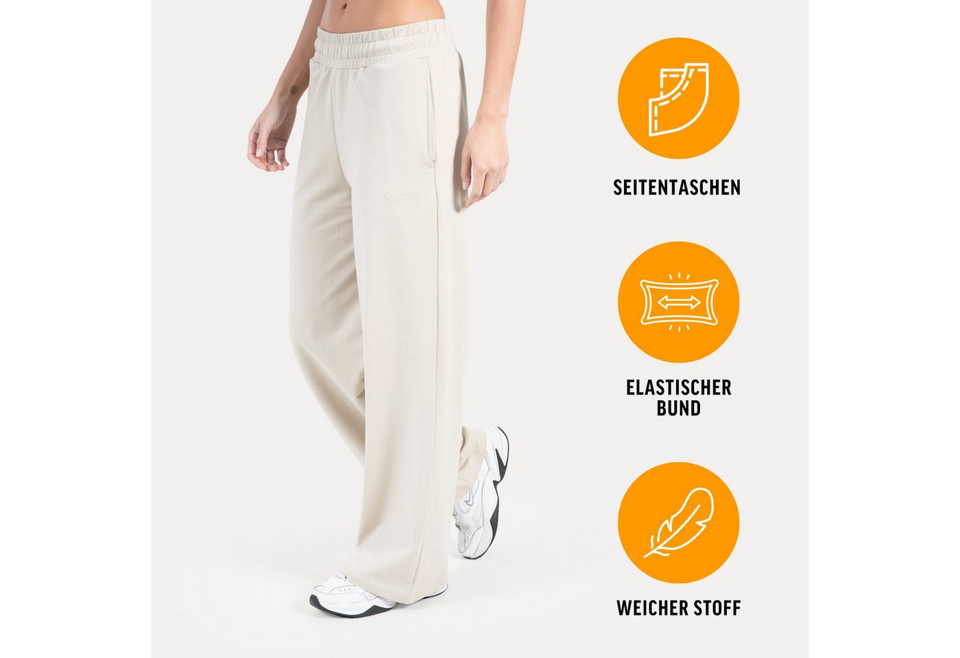 Smilodox Jogginghose Kanya, Baumwollhose, Baggy Fit, Weites Bein für Gym & Alltag mit Seitentasche, Elastischer Bund, weicher Stoff, Sporthose – Bild 2 von 5
