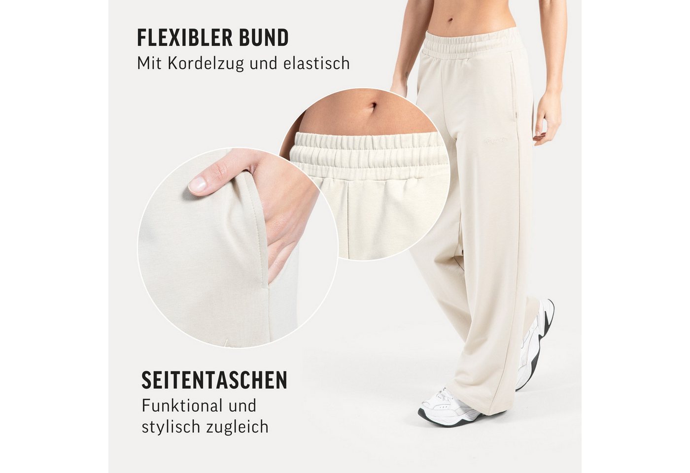 Smilodox Jogginghose Kanya, Baumwollhose, Baggy Fit, Weites Bein für Gym & Alltag mit Seitentasche, Elastischer Bund, weicher Stoff, Sporthose – Bild 5 von 5