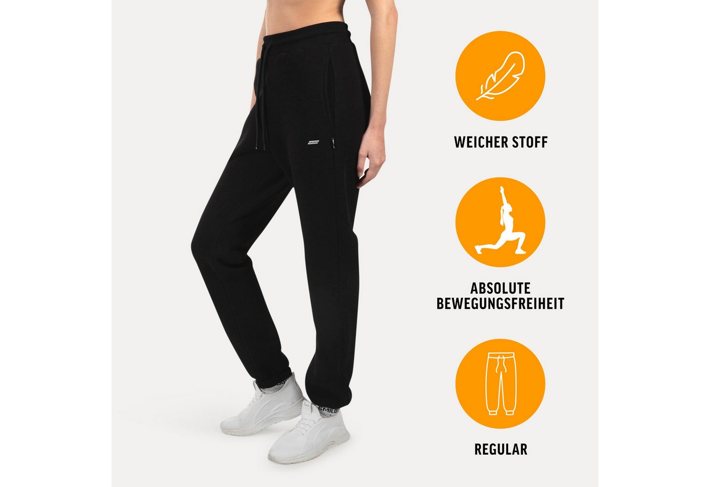 Smilodox Jogginghose Laurena, Regular Fit Sweathose mit Kordelzug am Bund, Metallabel angenehmes Material Bündchen an Beinabschlüssen Sport Alltag Fitness – Bild 2 von 5
