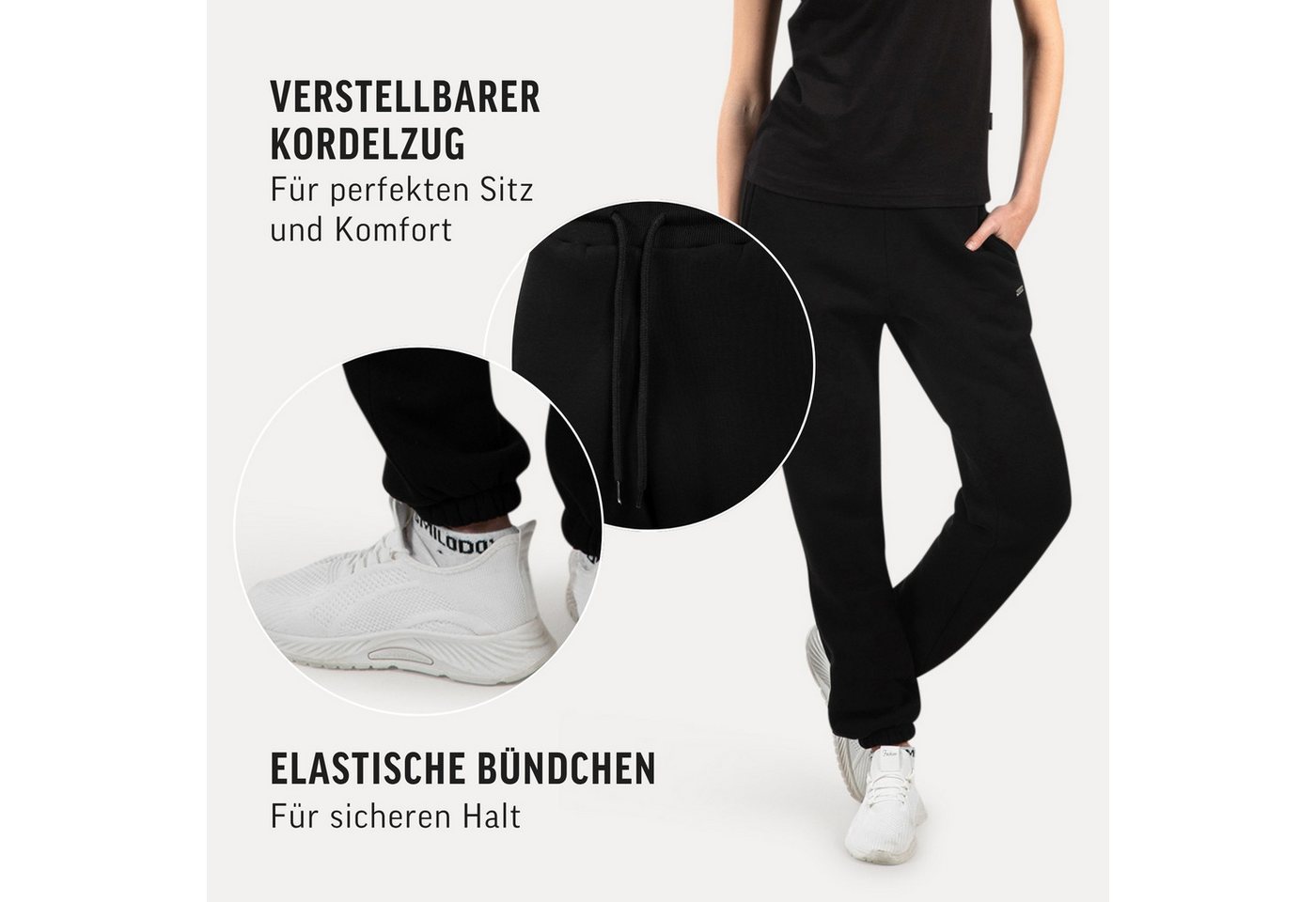 Smilodox Jogginghose Laurena, Regular Fit Sweathose mit Kordelzug am Bund, Metallabel angenehmes Material Bündchen an Beinabschlüssen Sport Alltag Fitness – Bild 5 von 5