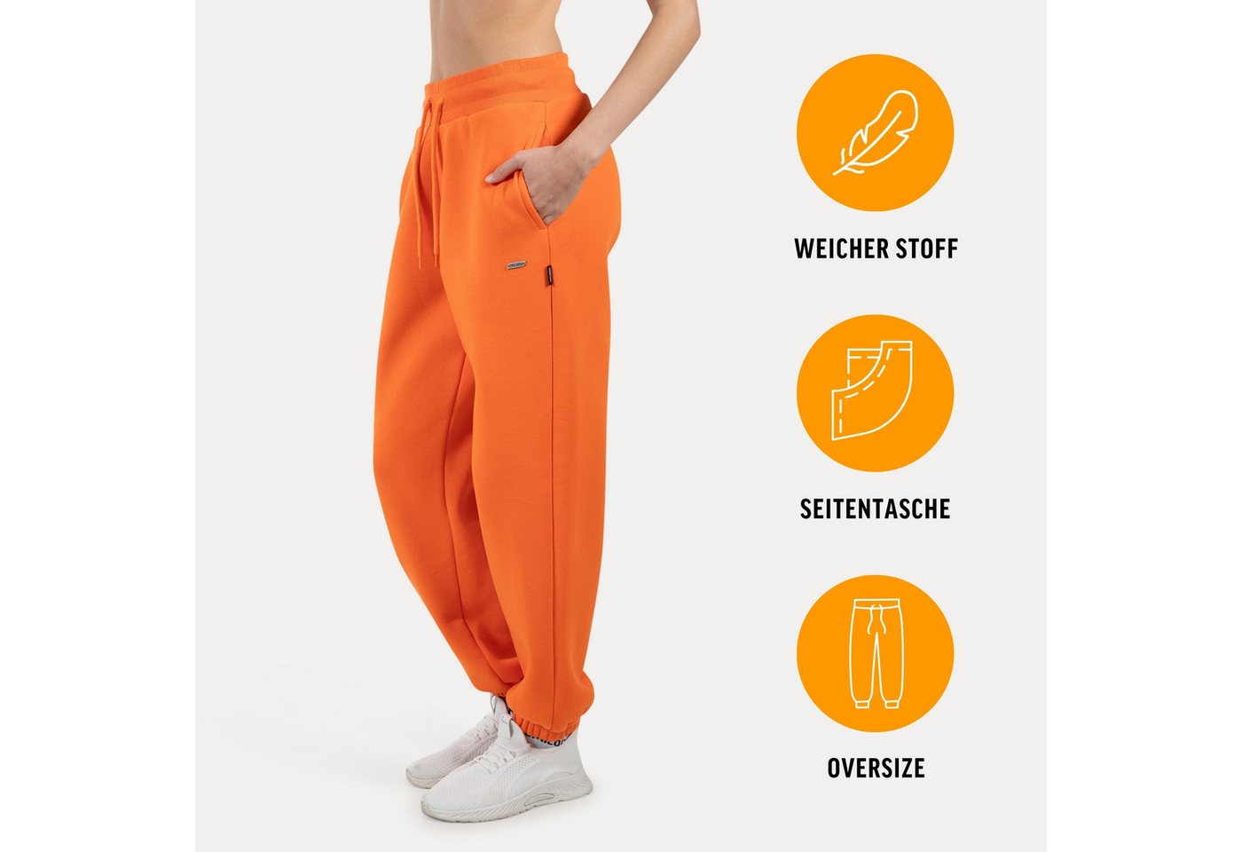 Smilodox Jogginghose Lyanna, Regular Fit Sweathose mit Kordelzug am Bund, Metallabel angenehmes Material Bündchen an Beinabschlüssen Sport Alltag Fitness – Bild 2 von 5