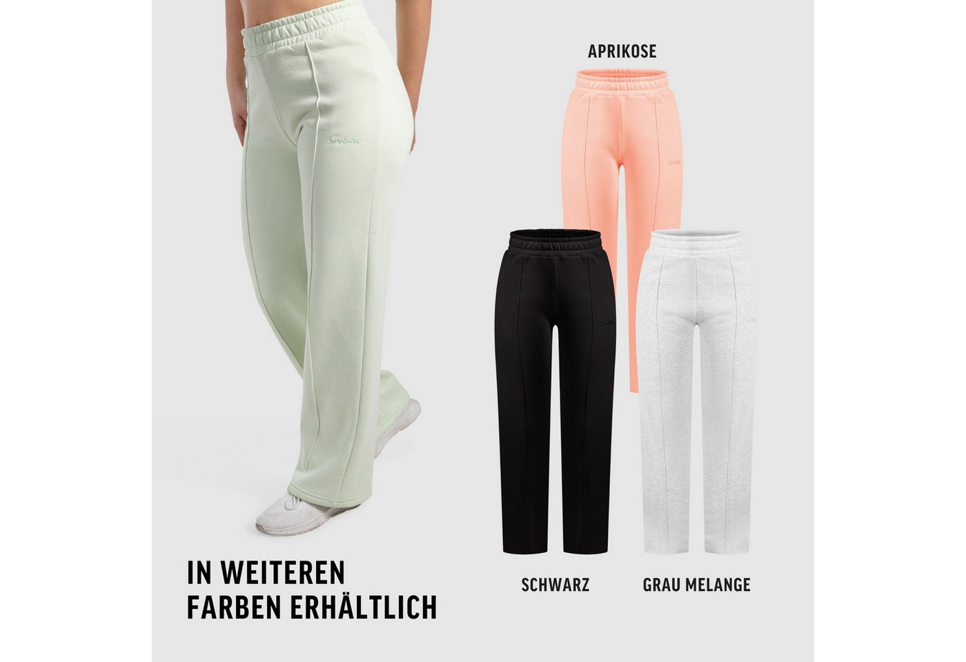 Smilodox Jogginghose Milea, Weit geschnittene Lounge-Hose, elastischer Bund & Ziernähte Bequeme Damenhose, Sweatpants, Alltag Sport, sportlichen moderner Look – Bild 4 von 5
