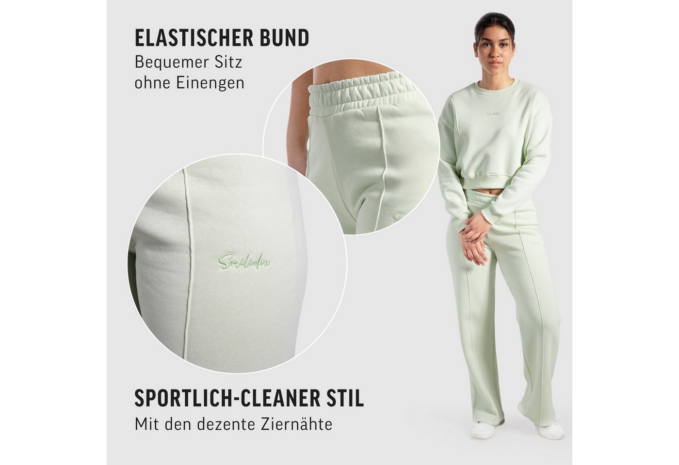 Smilodox Jogginghose Milea, Weit geschnittene Lounge-Hose, elastischer Bund & Ziernähte Bequeme Damenhose, Sweatpants, Alltag Sport, sportlichen moderner Look – Bild 5 von 5