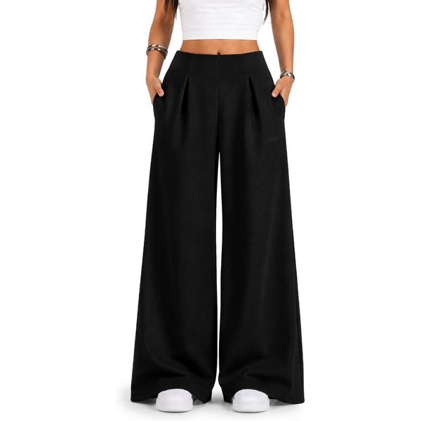 Smilodox Jogginghose Sylva, Elegante Hose aus Baumwolle, Loose Fit, Casual & Streewear Baggy, Komfort, Baumwollmix, weiches Material, Wide Leg, Zierfalten