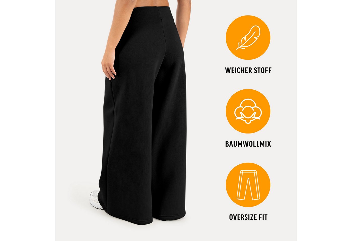 Smilodox Jogginghose Sylva, Elegante Hose aus Baumwolle, Loose Fit, Casual & Streewear Baggy, Komfort, Baumwollmix, weiches Material, Wide Leg, Zierfalten – Bild 2 von 5