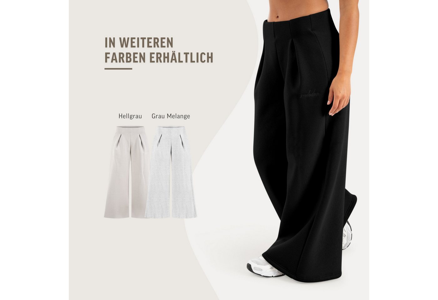 Smilodox Jogginghose Sylva, Elegante Hose aus Baumwolle, Loose Fit, Casual & Streewear Baggy, Komfort, Baumwollmix, weiches Material, Wide Leg, Zierfalten – Bild 4 von 5