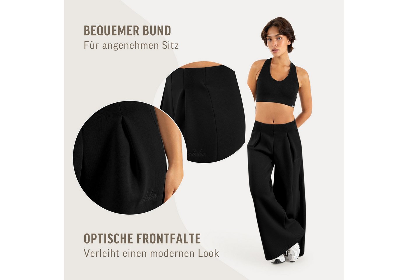 Smilodox Jogginghose Sylva, Elegante Hose aus Baumwolle, Loose Fit, Casual & Streewear Baggy, Komfort, Baumwollmix, weiches Material, Wide Leg, Zierfalten – Bild 5 von 5