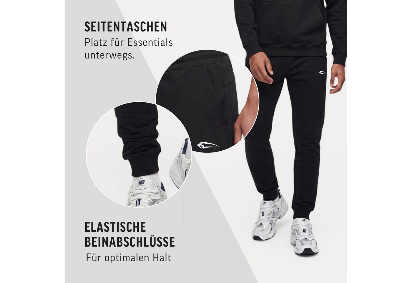 Smilodox Jogginghose Tammo Herren, Jogger Baumwolle, Regular Fit, Sporthose, Gymkleidung Tunnelzug, elastische Beinabschlüsse, weiches Material – Bild 4 von 5
